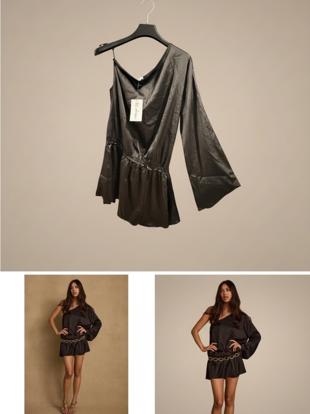 12th Tribe Calor Black Off Shoulder Mini Dress